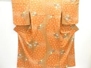 唐花にチューリップ模様小紋着物